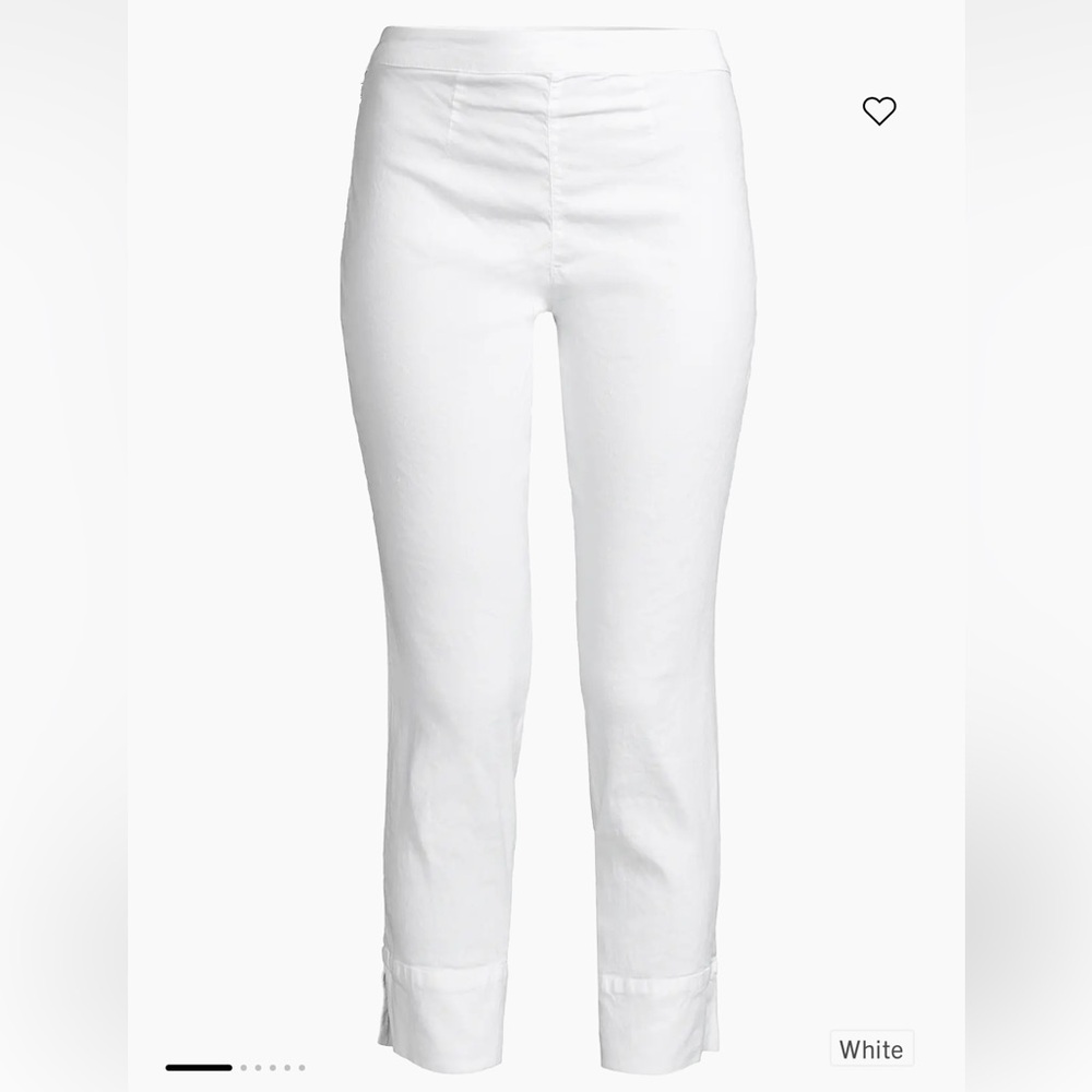 H7 120%‎ Lino White Linen Side Zip Capri Pants